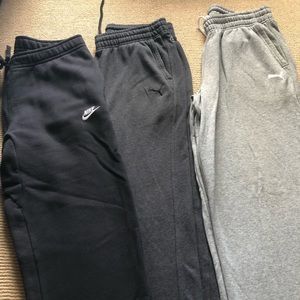 Puma and Nike Sweatpants (set of three). Size L